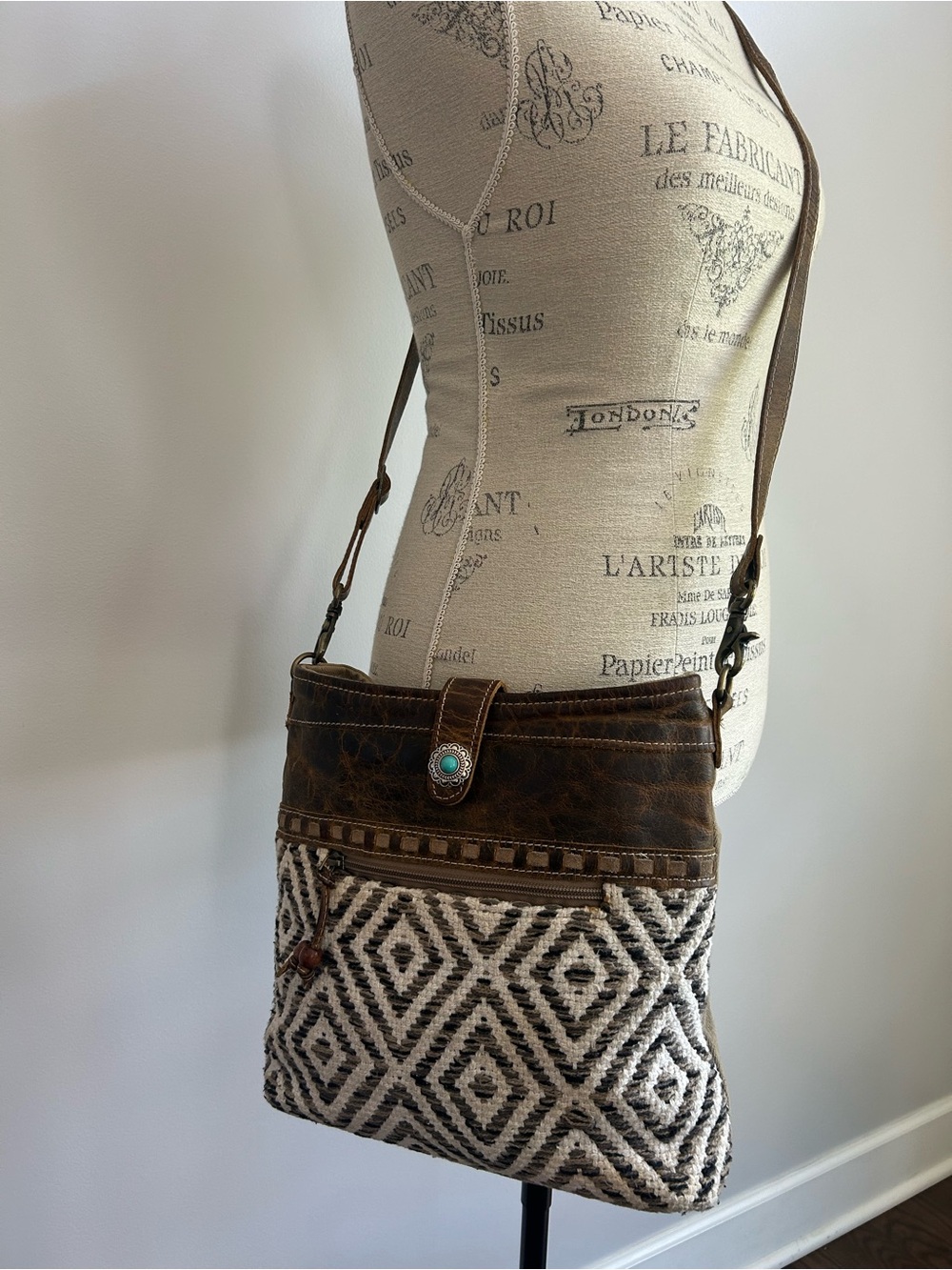 Myra Bag Sand Weaver Shoulder Crossbody Purse Bag Boho Turquoise Earthy